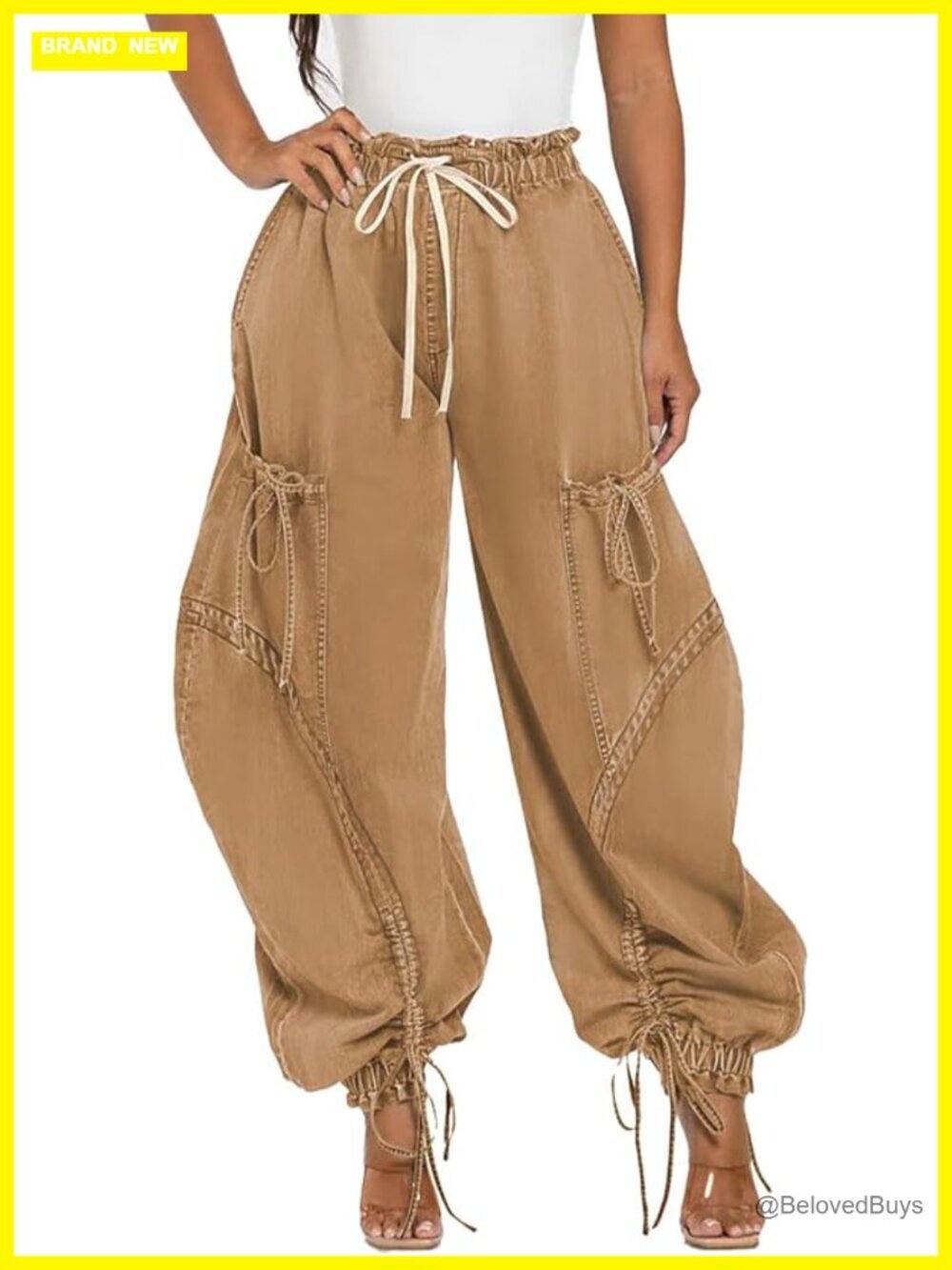 Bow-Knot Drawstring Cargo Denim Pants Y2K Baggy Streetwear